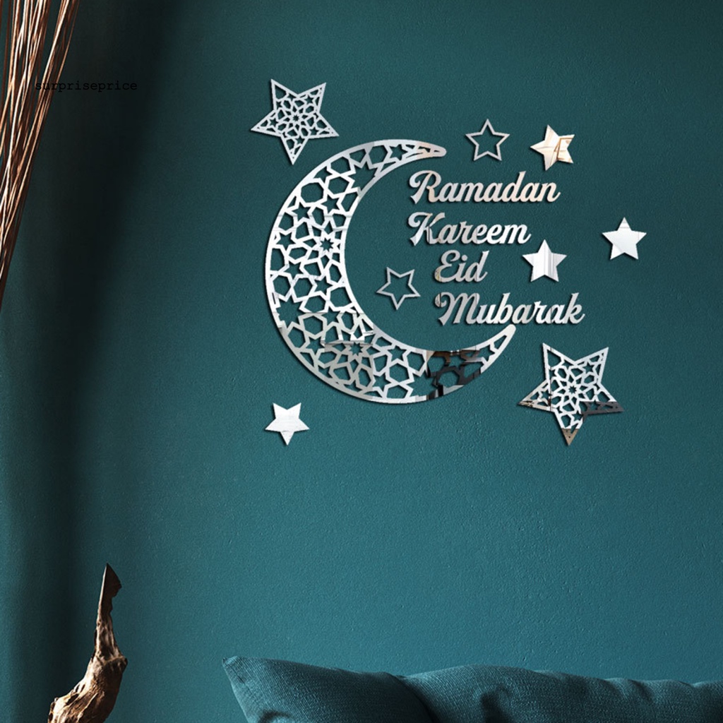 1 Bộ Sticker Dán Tường Bằng Acrylic Tráng Gương Hình Mặt Trăng Trang Trí Nhà Cửa