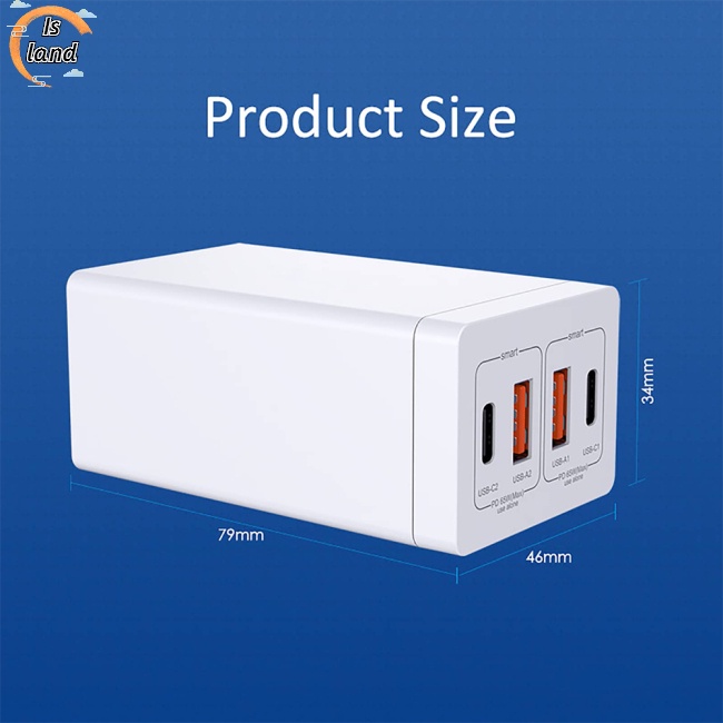 Bộ Sạc Nhanh 4 Trong 1 65W Galum Nitride Gan 2c + 2a Pd Usb Cho Laptop / Máy Tính Bảng / Điện Thoại Di Động