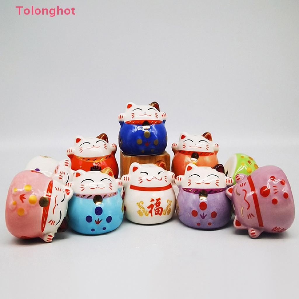 1 Tượng Mèo May Mắn Bằng Gốm Trang Trí Nhà Búp Bê