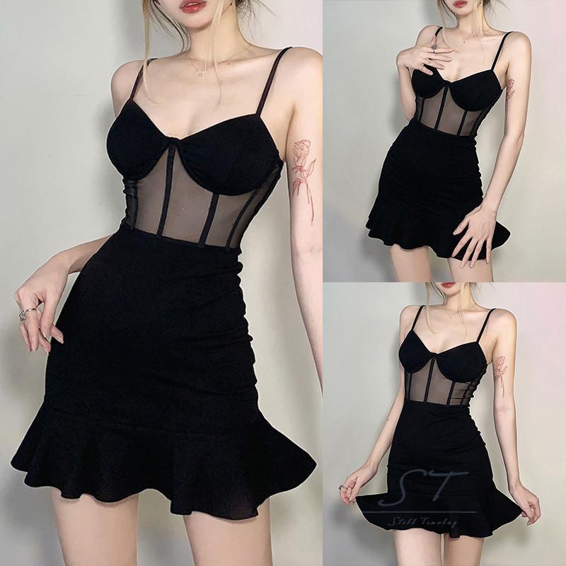 Đầm Đuôi Cá Sát Nách Phối Lưới Thời Trang Mùa Hè CY03 Cho Nữ