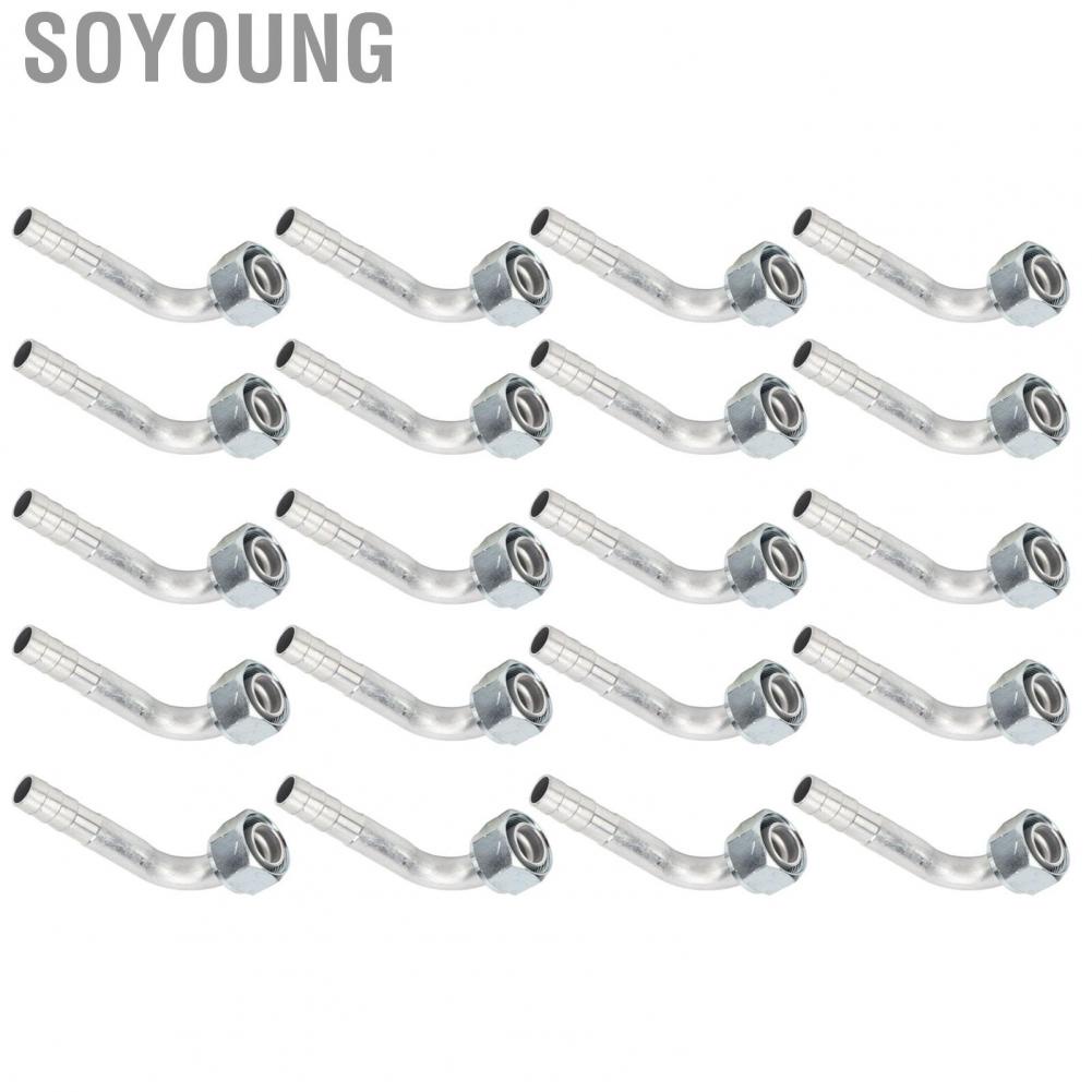 Soyoung Air Conditioning 90 Degree Connector  20 Pcs 0.54in Small Bore OD 5/8in Aluminum AC Splicer Fitting Stable Performance for Engineering Vehicle
