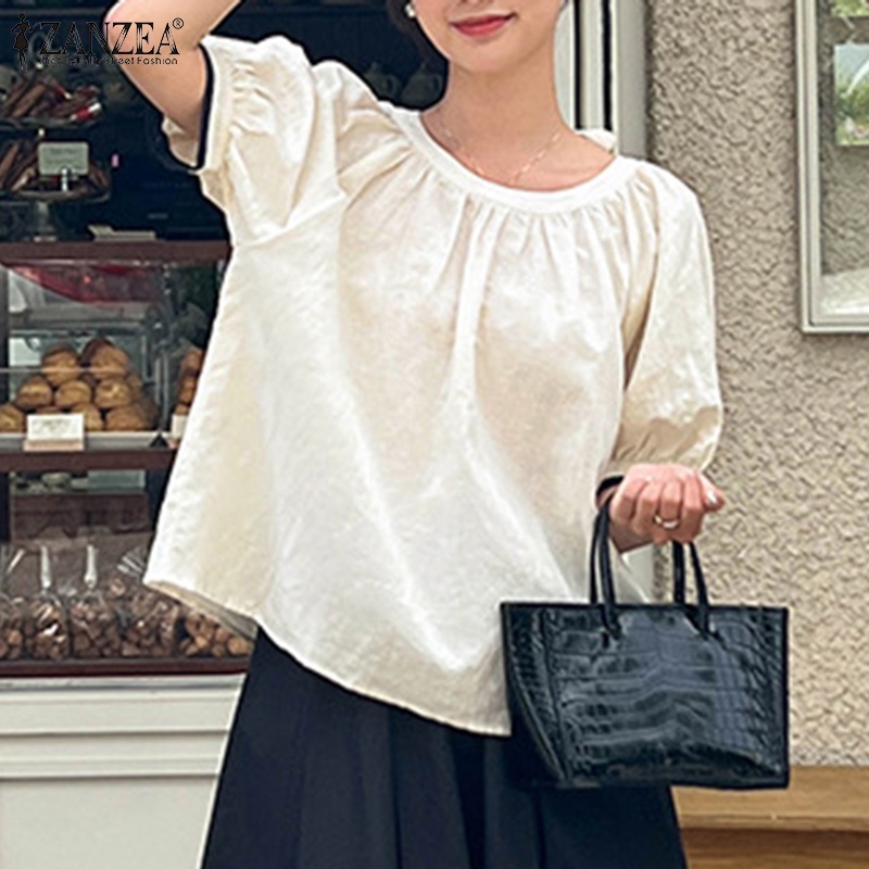 Zanzea Áo Thun Nữ Ngắn Tay Cổ Tròn Thắt Nơ Lưng Thời Trang