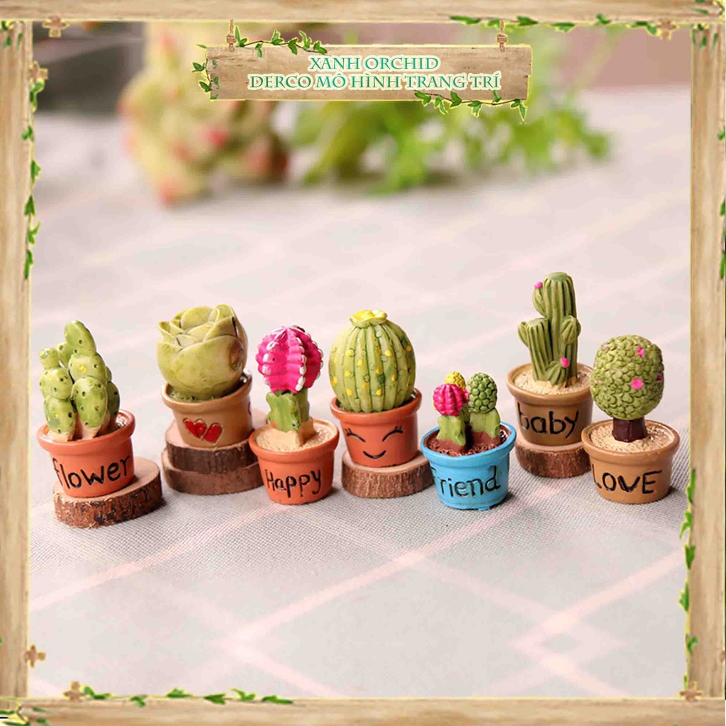 Mô Hình Tiểu Cảnh "Bộ 7 Chậu Cây Mini" Trang Trí Sen Đá, Sân Vườn/ Chậu Cây, DYI, Terrarium