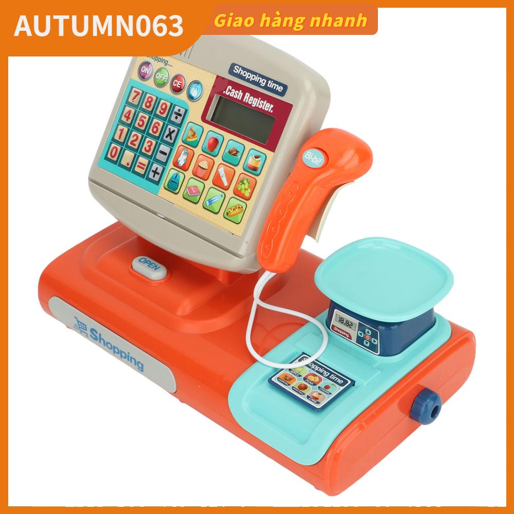 Autumn063 Đồ chơi thu ngân có âm thanh điện tử Máy tính tiền Playset Quà tặng sinh nhật cho trẻ mới biết đi