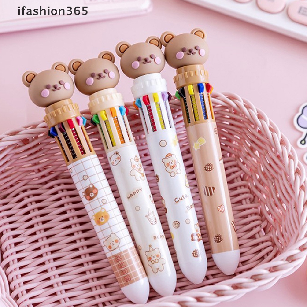 Bút Bi Silicon 10 Màu ifashion365 Hình Gấu Hoạt Hình Đáng Yêu