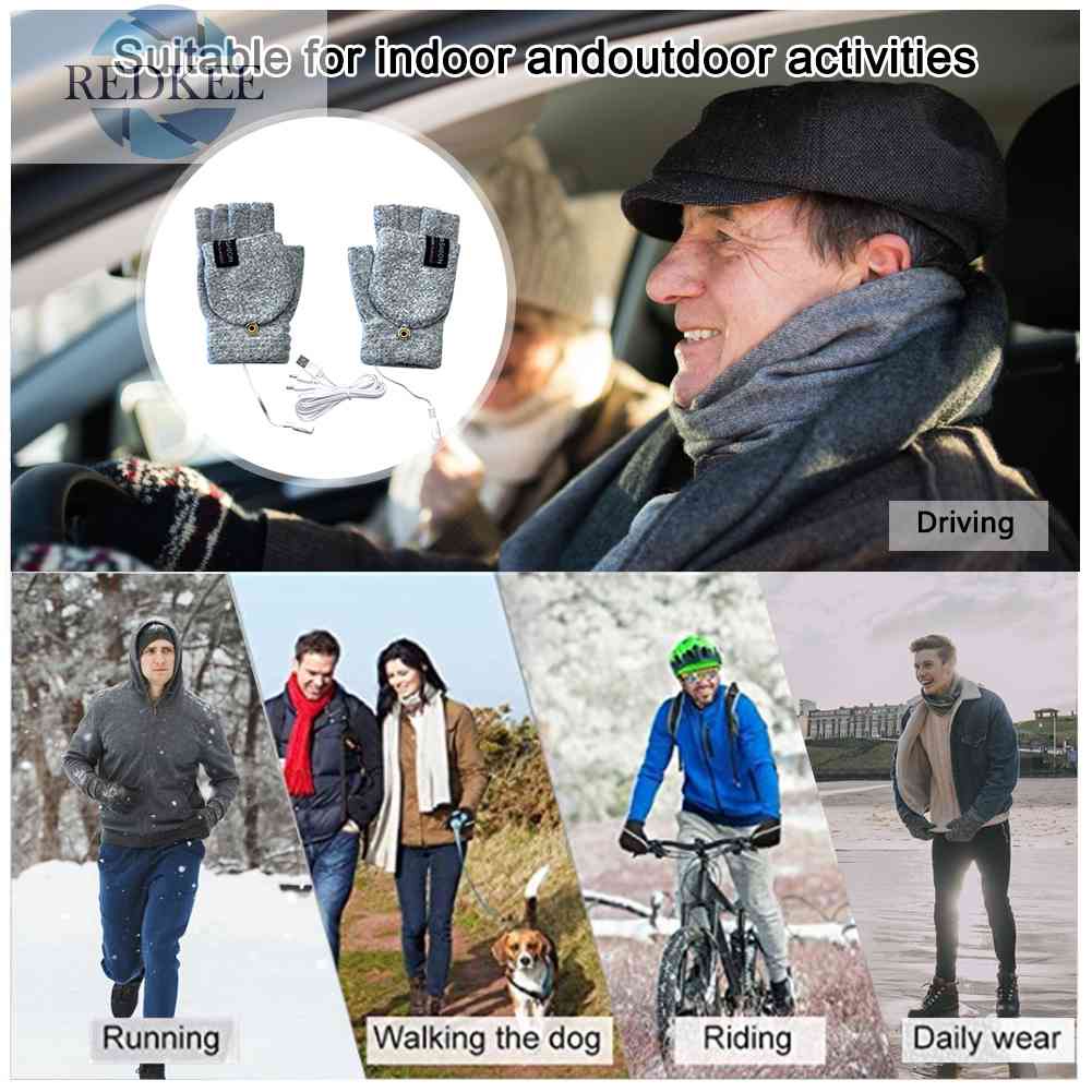 Găng Tay Giữ Ấm Chống Gió Mềm Mại Bằng Điện USB