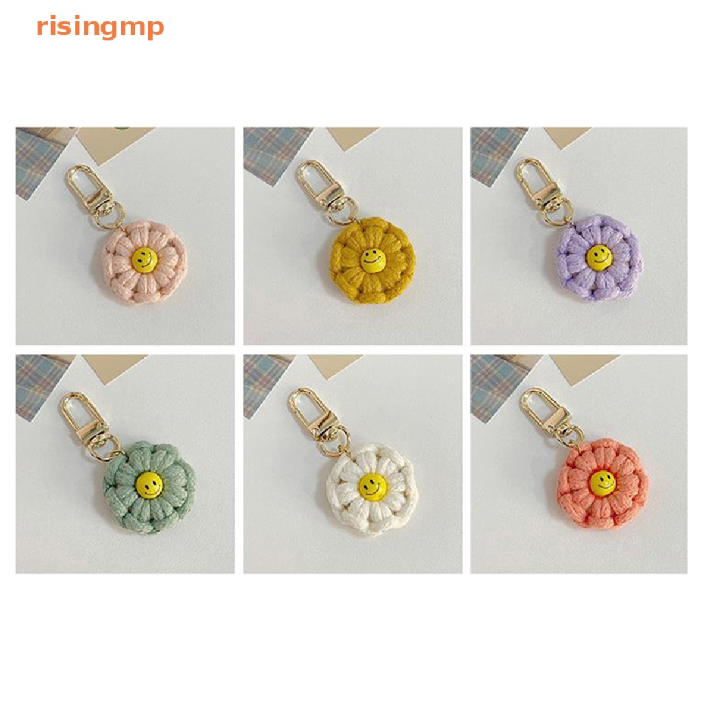 Móc Khóa Xe Hơi Dệt Kim Hình Bông Hoa / Mặt Cười Nhỏ Dễ Thương Xinh Xắn