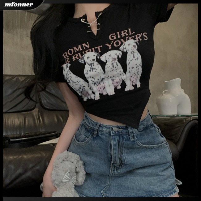 Áo Kiểu Cổ Chữ V Dáng Ôm In Họa Tiết Độc Đáo Thời Trang Mùa Hè Quyến Rũ Cho Nữ