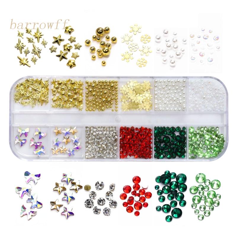 1 Hộp Phụ Kiện Trang Trí Móng Tay Chủ Đề Giáng Sinh