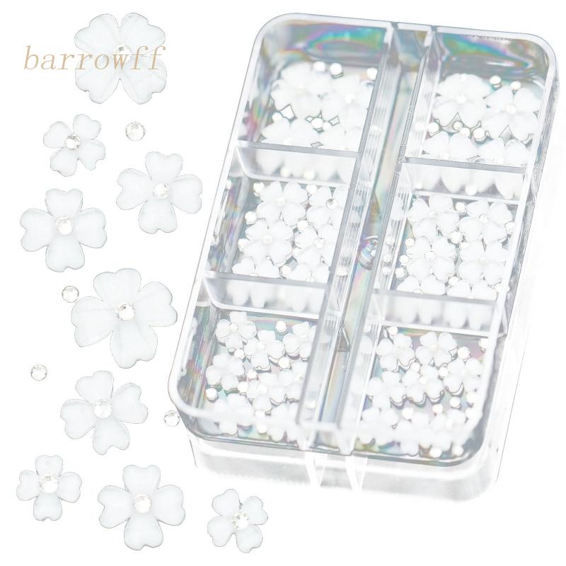 Hộp Phụ Kiện Đá 3D Hình Bông Hoa Nhiều Kích Cỡ Trang Trí Móng Tay Nghệ Thuật DIY