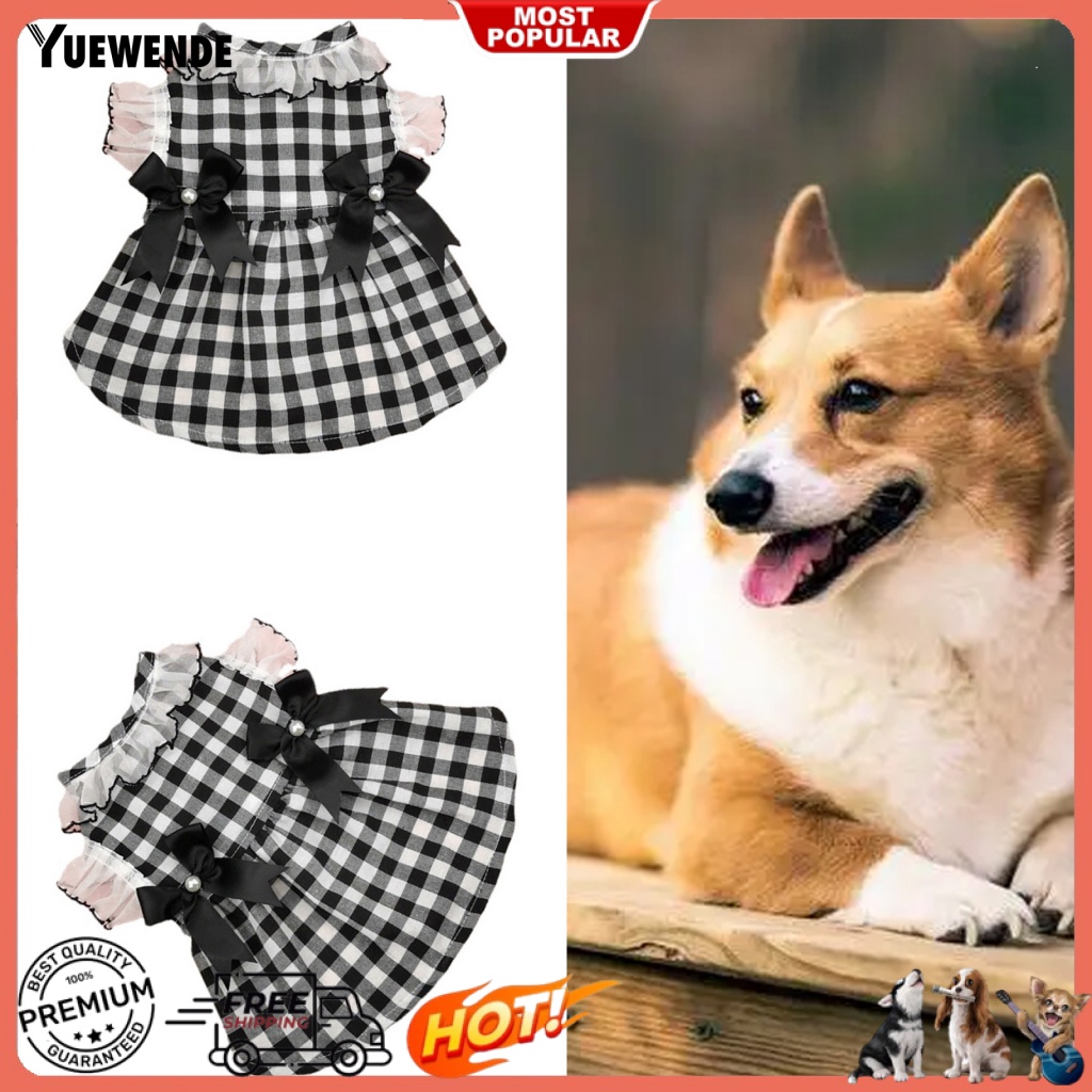 Đầm Họa Tiết Caro Đính Nơ Xinh Xắn Thoải Mái Thời Trang Mùa Hè Cho Thú Cưng