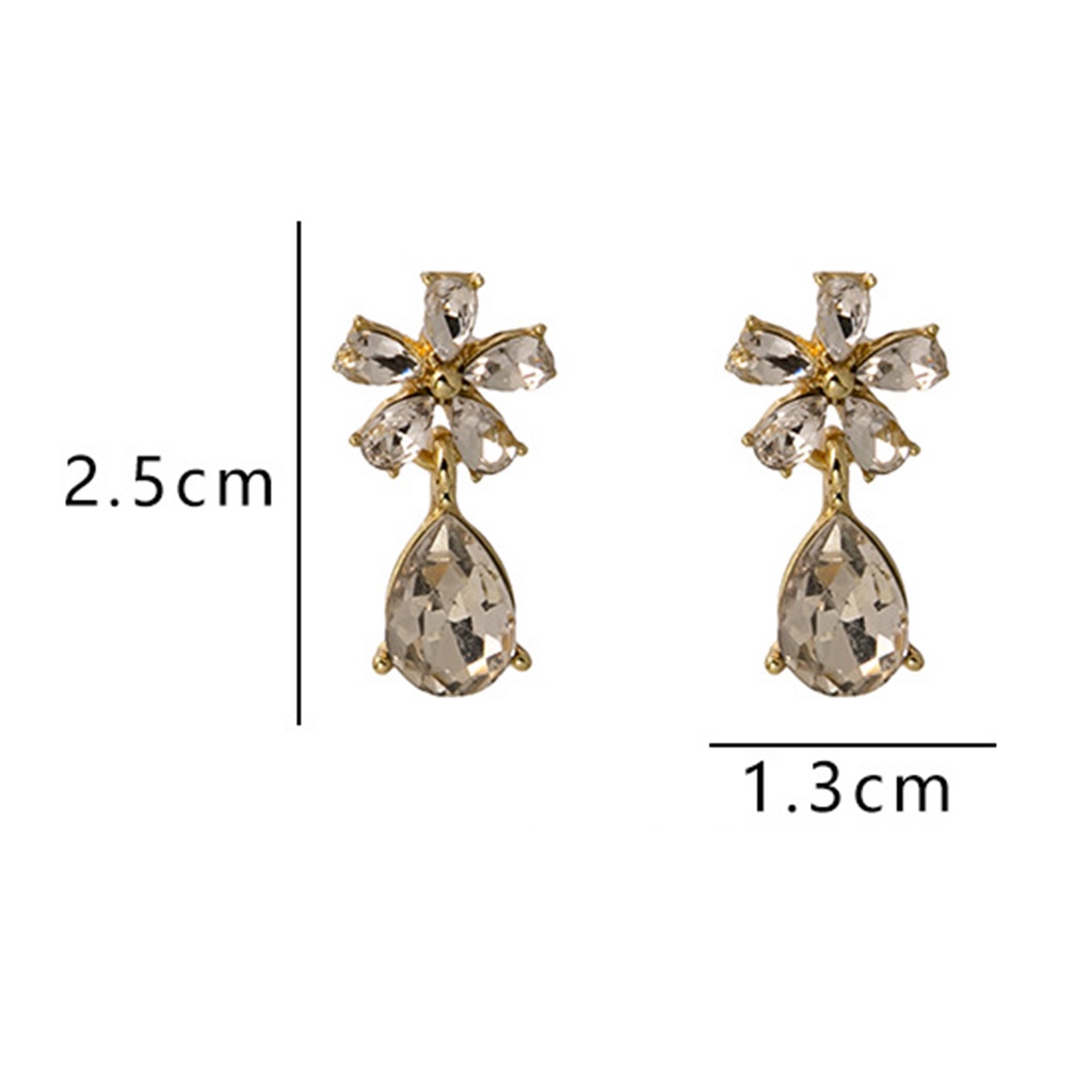 1 Đôi Bông Tai Xỏ Lỗ Họa Tiết Hình Học Đính Đá Lấp Lánh Thời Trang