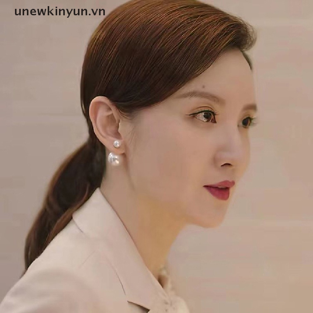 Khuyên Tai Hai Mặt Đính Ngọc Trai Nhân Tạo Phong Cách Hàn Quốc Cho Nữ