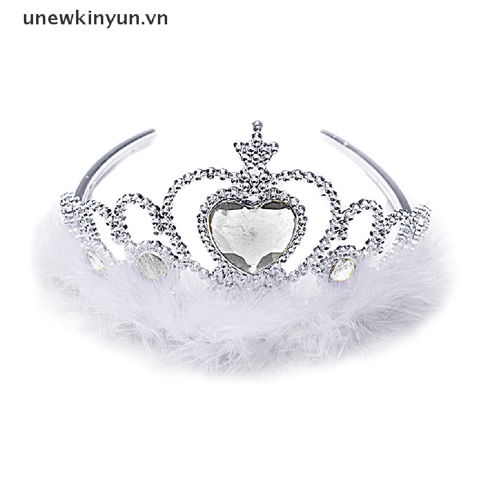 Băng Đô Cài Tóc Hình Vương Miện Phối Lông Vũ Hóa Trang Công Chúa