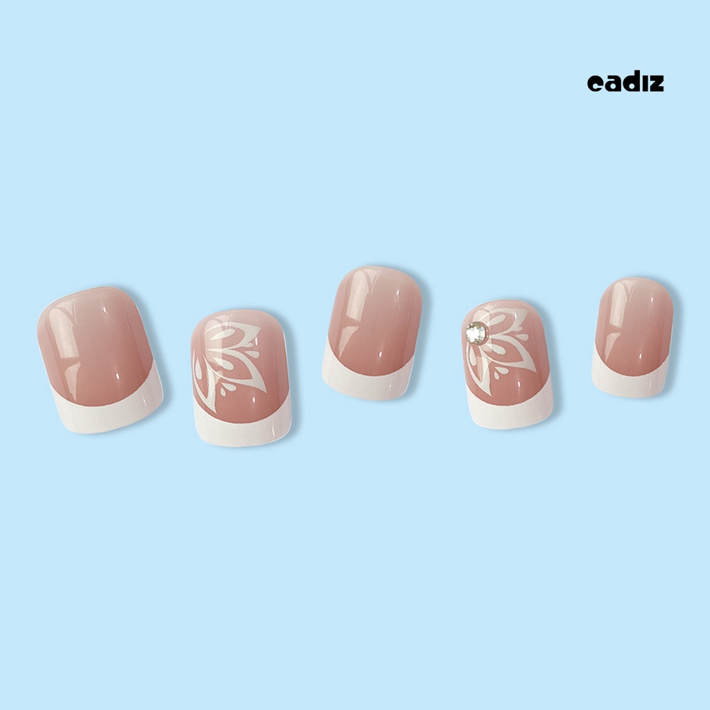 1 Bộ Móng Tay Giả Che Phủ Toàn Diện Kèm Keo Dán DIY Phong Cách Pháp Cho Salon