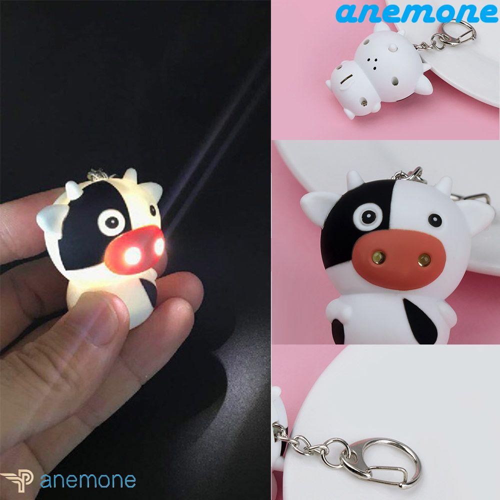 ANEMONE Móc khóa đèn LED mini hình bò sữa hoạt hình dễ mang theo thiết kế nhỏ gọn quà tặng nội địa