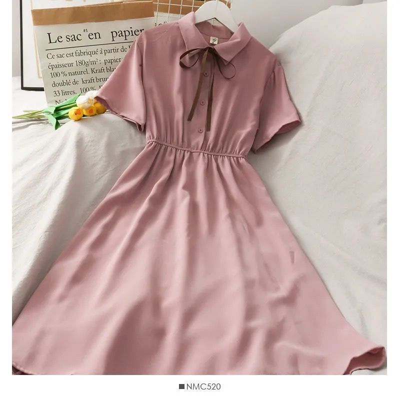 Đầm Ngắn Tay Lưng Cao Phong Cách Hàn Quốc Thời Trang Mùa Hè 2023 Mới