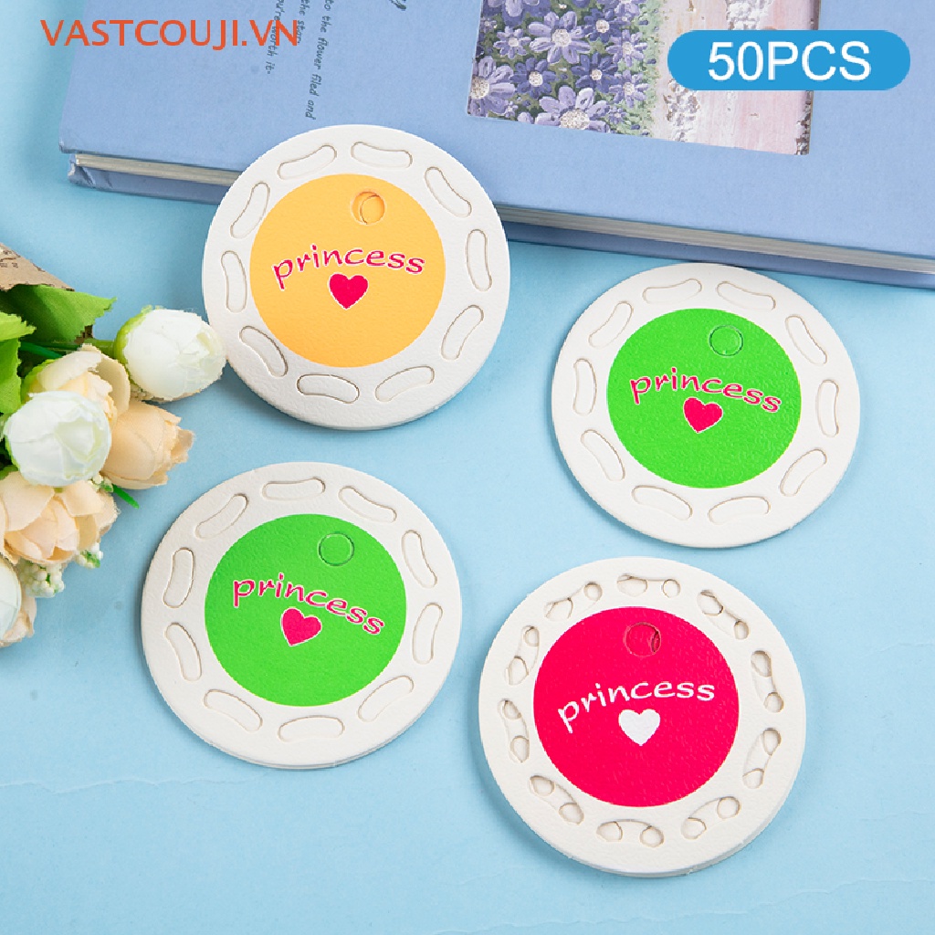 Set 50 Thẻ Giấy Tròn 10 Lỗ Màu Hồng / Xanh Lá / Vàng Tự Trang Trí Tóc / Kẹp Tóc DIY