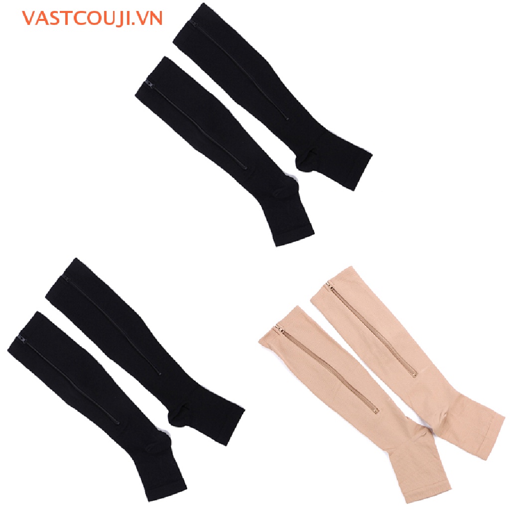 1 Đôi Tất Hở Ngón Có Khóa Kéo Giảm Đau Tiện Dụng