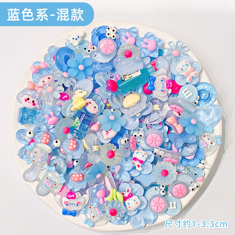 Set 10 Phụ Kiện Trang Trí Ốp Điện Thoại Hình Hoa / Gấu / Nơ Hoạt Hình Diy