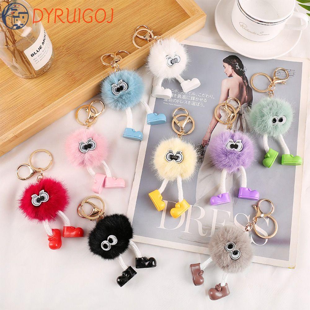 Móc Chìa Khóa Trang Trí Bóng Lông Họa Tiết Hoạt Hình Dễ Thương Giá Đỡ
