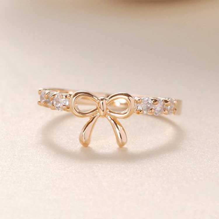 Nhẫn Nữ Trang Trí Nơ Đính Đá Thời Trang Hàn Quốc