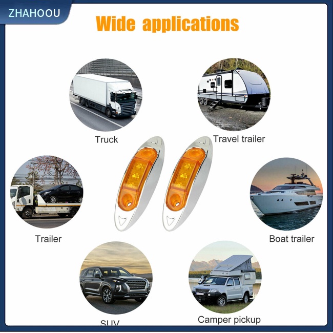 ☃Phụ Kiện Trang Trí Nhà Cửa Kiểu Dáng Dễ Thương Xinh Xắn☃ Set 10 Đèn 3led Cảnh Báo 10-30v Ánh Sáng Trắng Chống Thấm Nước Dành Cho Xe Tải