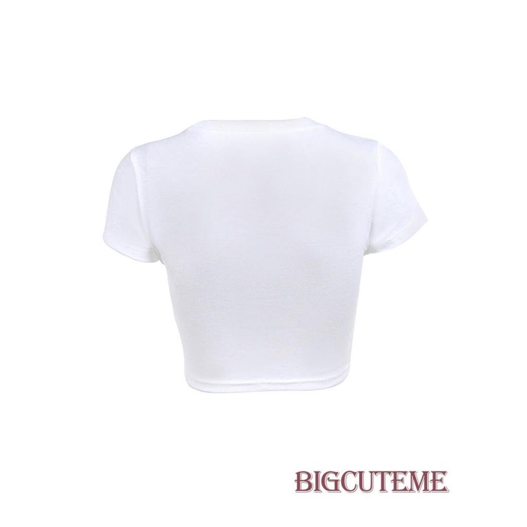 Áo Thun Crop Top Tay Ngắn Cổ Tròn In Chữ Thời Trang Mùa Hè Dành Cho Nữ