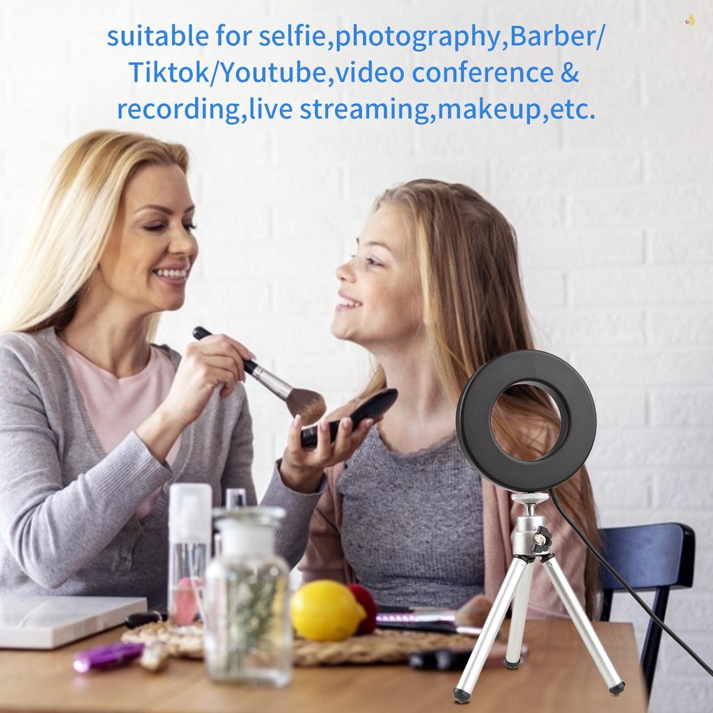 Vòng Đèn Led 3 Màu 9CM / 3.5IN Gắn Laptop Có Chân Tripod 3200K 6000K 10 Có Thể Điều Chỉnh Độ Sáng