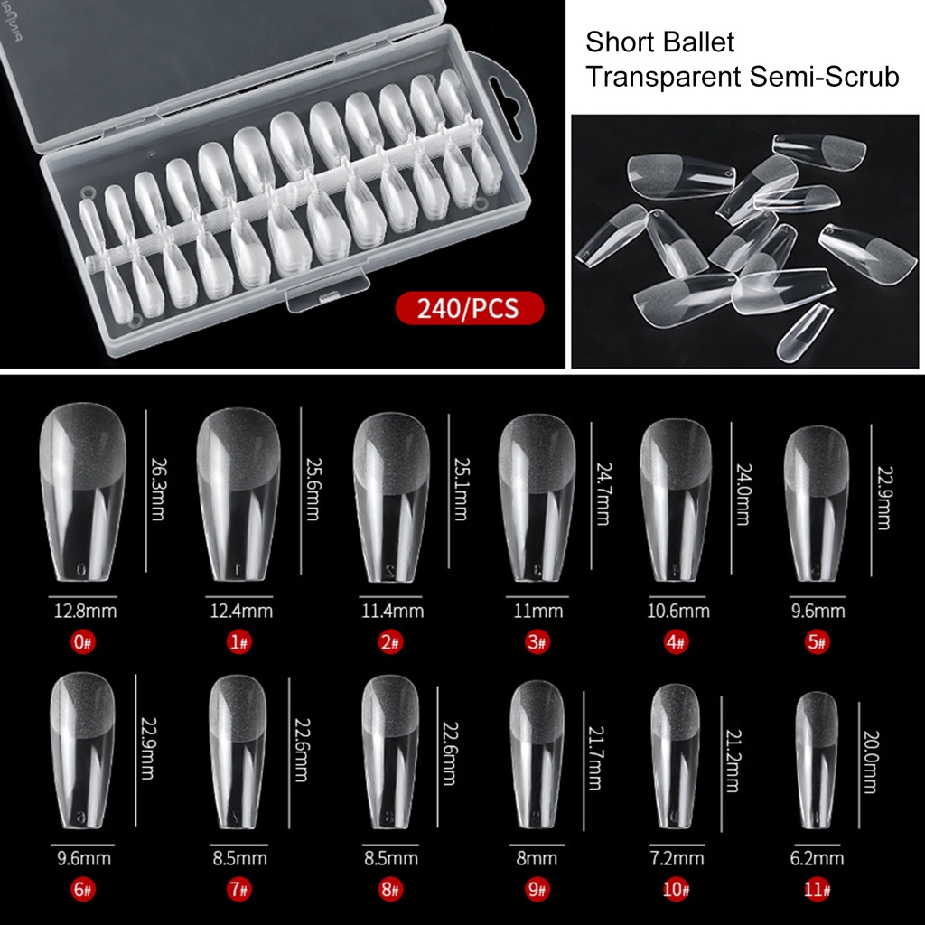 Hộp 240 Móng Tay Giả Trong Suốt Chắc Chắn Có Thể Tháo Rời