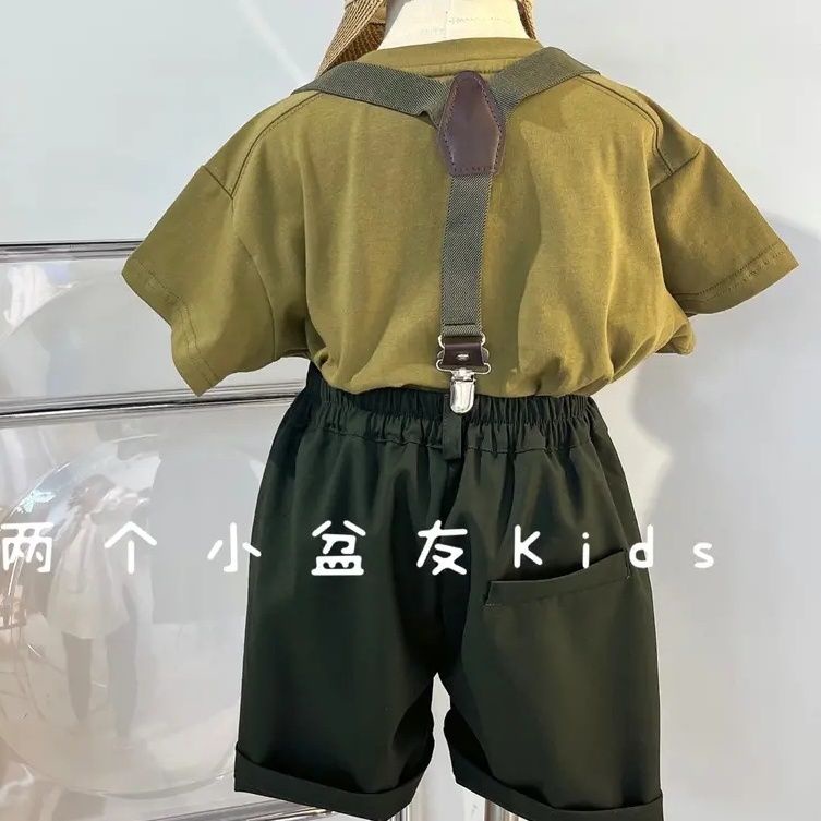 Bộ Áo Thun Tay Ngắn Và Quần Ngắn In Chữ Phong Cách Hàn Quốc Thời Trang Mùa Hè Cho Bé Trai Và Gái