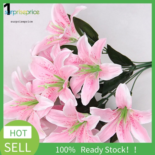 1 Bó Hoa Lily Nhân Tạo 10 Bông Trang Trí Tiệc Cưới