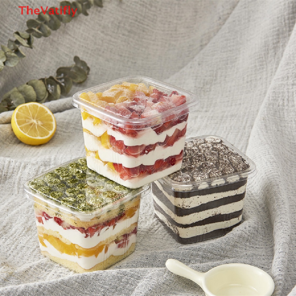 Set 50 Cốc Làm Bánh Pudding Bằng Nhựa 300ml Có Nắp Đậy Tiện Lợi