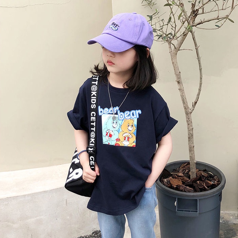 Áo Thun Bé Gái In Hình Gấu Phong Cách Hàn Quốc 1-8 Tuổi