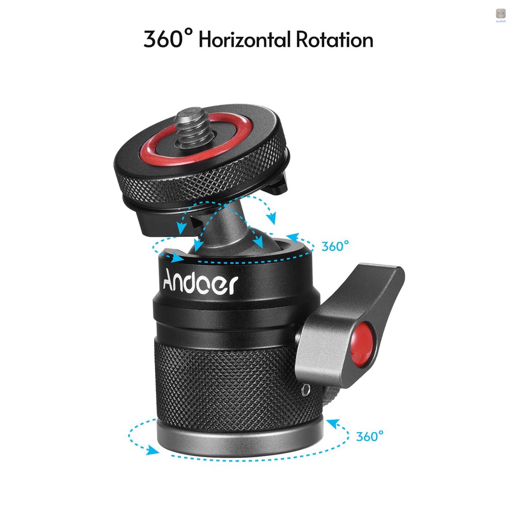 Đầu Chuyển Đổi Andoer Mini Xoay 360 Độ° Giá Đỡ Hợp Kim Nhôm Xoay 1 / 4 Inch &amp; Ốc Vít 3 / 8 Inch Cho Màn Hình Máy Ảnh / Đèn LED / Microphone Quay Video
