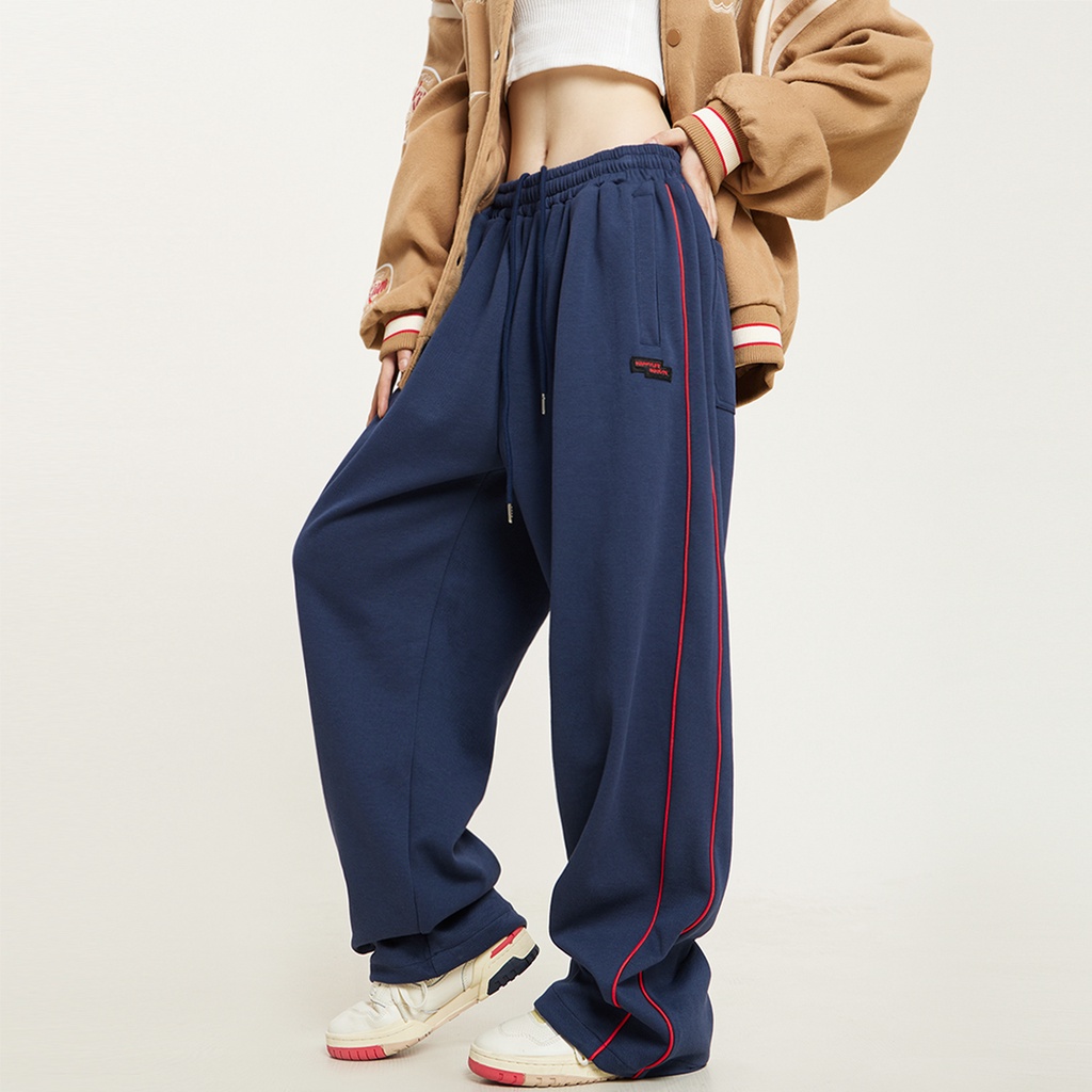 Quần Dài Thể Thao Dáng Rộng Họa Tiết Kẻ Sọc Phong Cách Hip Hop Cá Tính Cho Nam Nữ