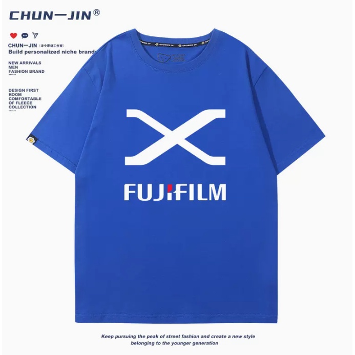 Áo Thun Cotton Trơn Ngắn Tay In Hình Fujifilm