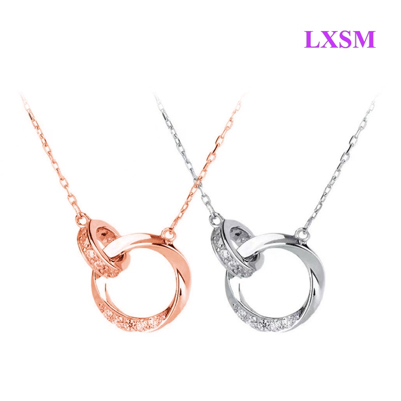 Vòng cổ Mạ Bạc 925 14K Mặt Nhẫn Đôi Thời Trang Dành Cho Nữ