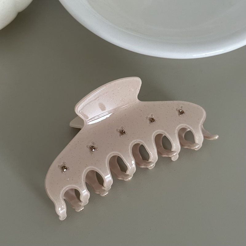 Kẹp Tóc Hình Cá Mập Đính Đá Thạch Anh Màu Be Ngọt Ngào Phong Cách Mới
