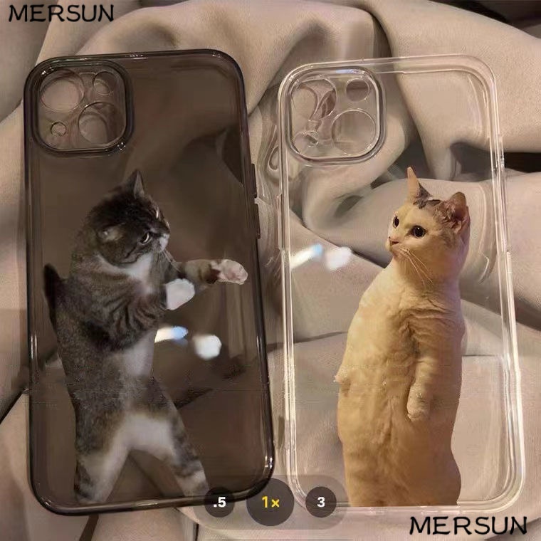 ✅Ốp Điện Thoại Silicon Trong Suốt Chống Sốc Hình Mèo Cho iPhone12promax 8p1413 11 / xs