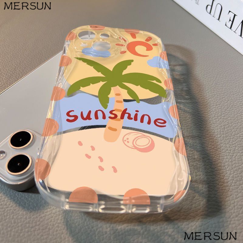 ✅Ốp Điện Thoại Trong Suốt In Hình Cây Dừa Cho Iphone 14pro13 / 8 7 / max xr / Xsmaxpro12 ZV24