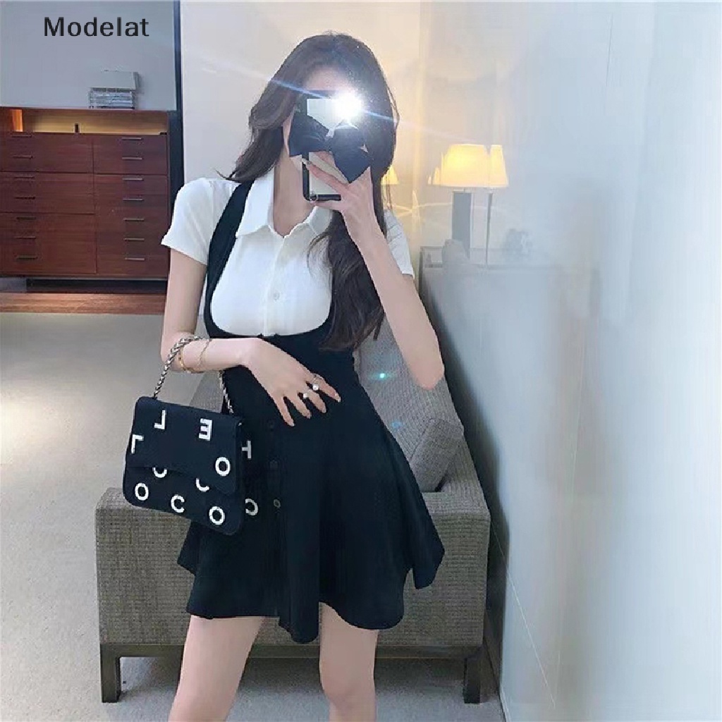 Mfc Đầm Mini Giả Hai Mảnh Tay Ngắn Dáng Chữ A Cho Nữ Sinh Đại Học Hàng Ngày WTD