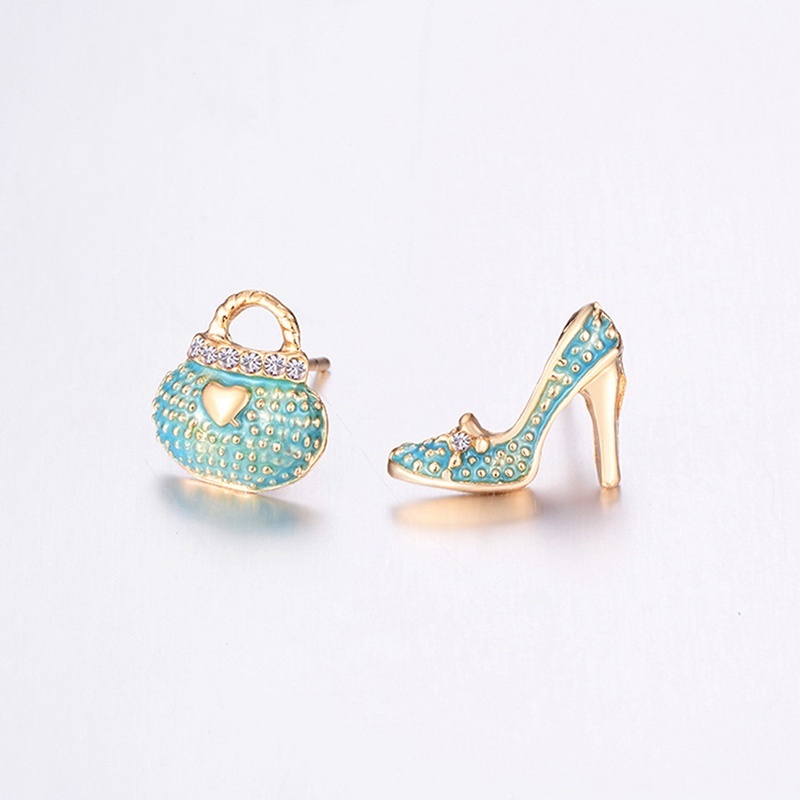 Khuyên Tai Không Đối Xứng Hình Giày Cao Gót Và Túi Xách Dễ Thương Thời Trang