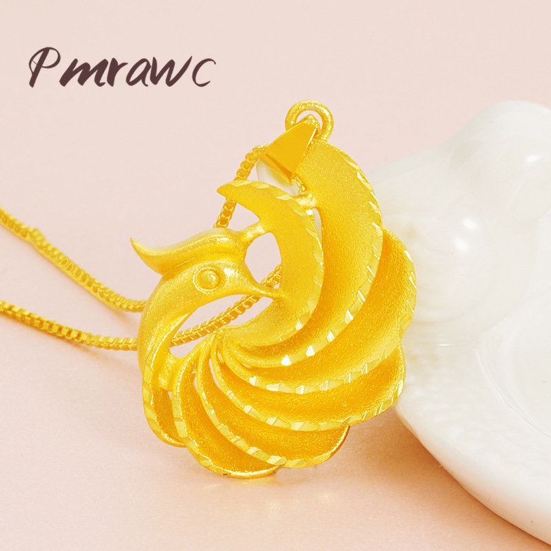 Dây Buộc Tóc Pmrawcc Chất Lượng Cao | Vòng cổ Mạ VàNg 24K HìNh Chim Công ThờI Trang Cho Nữ FS1223