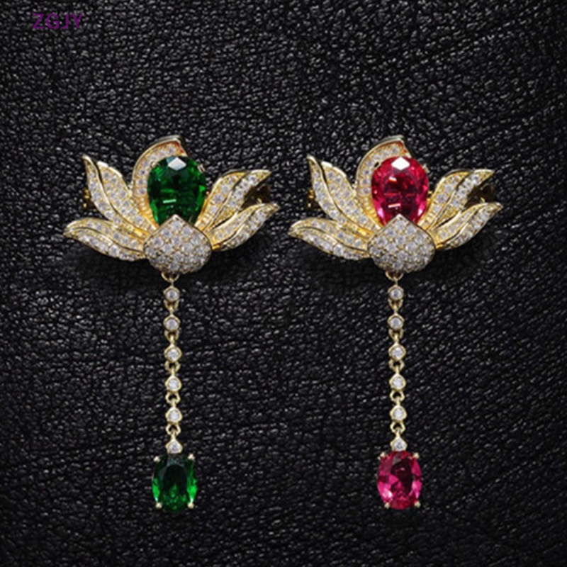 Ghim Cài Áo Hình Hoa Sen Đính Đá Zircon Đơn Giản Thời Trang Mới