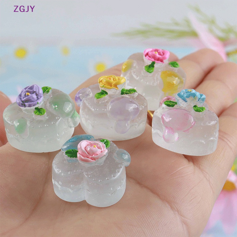 Set 5 Mô Hình Bánh Kem Mini Bằng Nhựa Trong Suốt Phát Quang Độc Đáo Mới