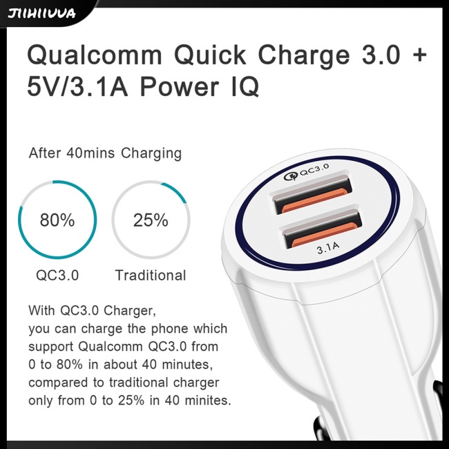 Cục Sạc Nhanh Qc3.0 Kép Usb Kép Bằng Hợp Kim Nhôm Thông Minh Cho Xe Hơi