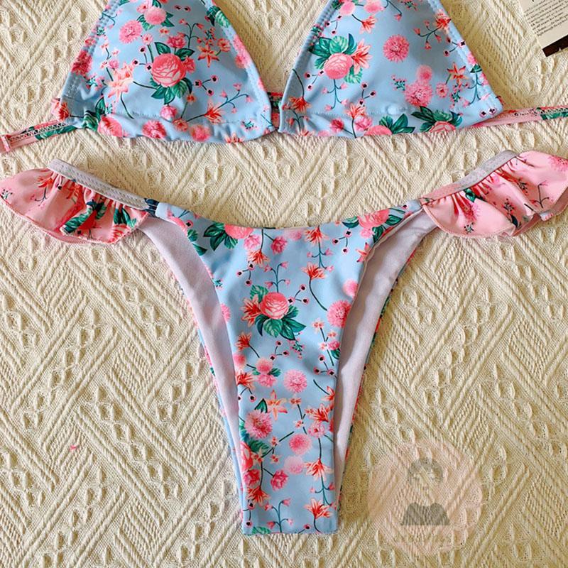 Bộ Bikini Hai Mảnh Họa Tiết Hoa Hở Lưng Quyến Rũ Cho Nữ
