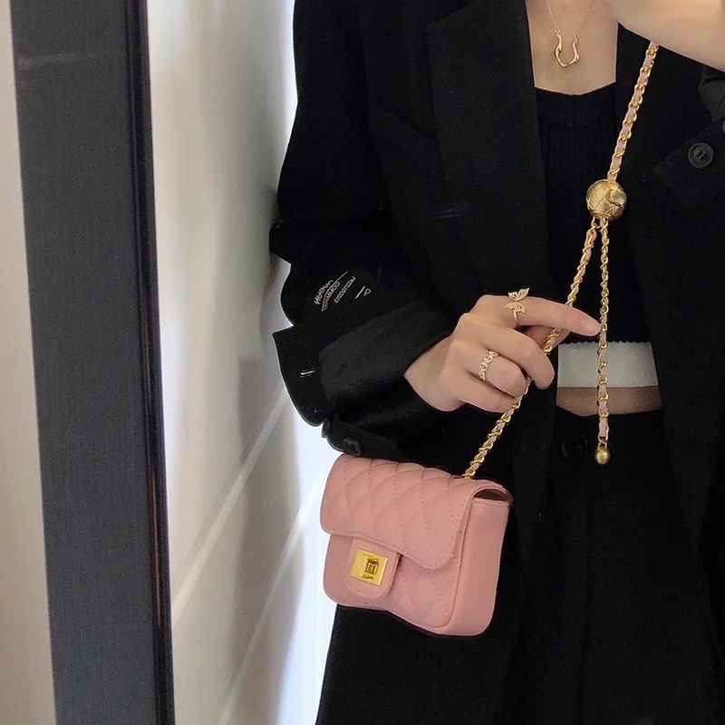 Túi Đeo Chéo Chuỗi Hạt Hình Thoi mini Đơn Giản Thời Trang Cho Nữ