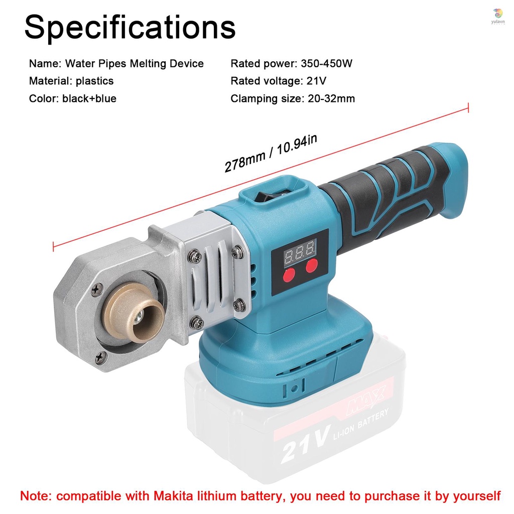 Thiết Bị Hàn Điện Lithium PPR 20mm 25mm 30mm Thay Thế Tương Thích Với Pin Makita